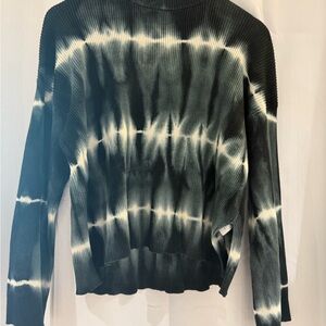 One Teaspoon Black and White Tie-Dye Turtleneck Sweater